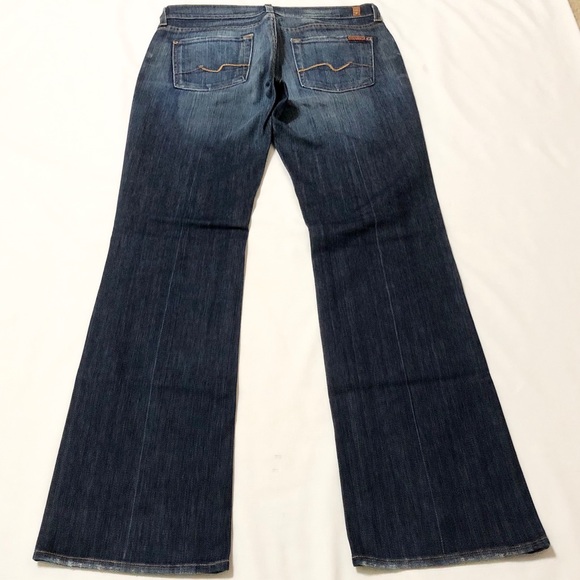 7FAM Women’s Distressed Dark Wash Premium Stretch Denim Lowrise Bootcut Jeans 30 - Picture 10 of 16